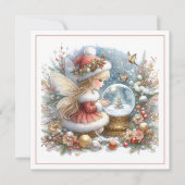 Carte Merry Christmas – Santa Fairy with Snow Globe (Devant)