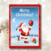 Carte Merry Christmas Santa Happily Bowling