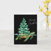 Carte Merry Christmas Sea Turtle Xmas Tree Lights Pjs Me (Fleur jaune)