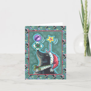 Carte MERRY CHRISTMAS SEAL BALANCING CADEAUX ET CANDY Bl