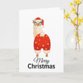 Carte Merry Christmas Simple Cute Cartoon Santa Llama (Fleur jaune)