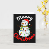 Carte Merry Christmas Snowman Santa Hat Holiday Kids Men (Fleur jaune)