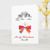 Carte Merry Christmas To All Lady Caricature (Fleur jaune)