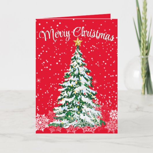 Carte Merry Christmas Tree Folded Greeting Card (Devant)