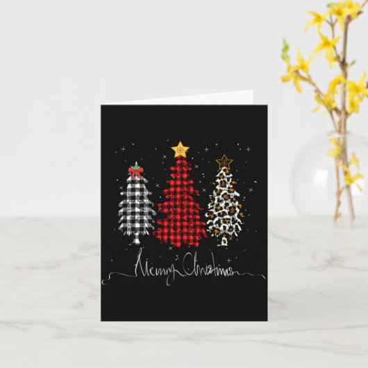 Carte Merry Christmas Tree Leopard Plaid Printed (Fleur jaune)