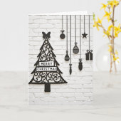 Carte Merry Christmas Tree Ornaments Card (Fleur jaune)