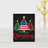 Carte Merry Christmas Tree Plaid Us Flag Snowflake Xmas (Fleur jaune)