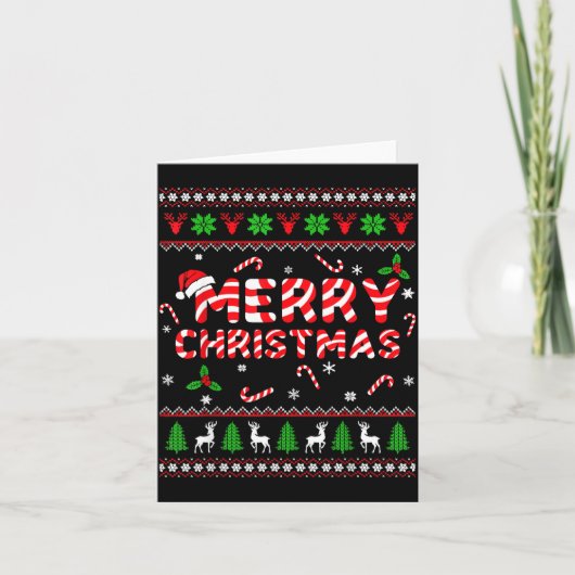 Carte Merry Christmas Ugly Sweater Candy Cane Men Women (Devant)