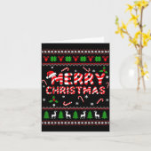 Carte Merry Christmas Ugly Sweater Candy Cane Men Women (Fleur jaune)