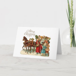 Carte Merry Christmas Vintage Santa with Children 