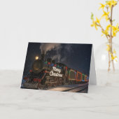 Carte Merry Christmas Vintage Train In Snow (Fleur jaune)