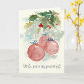 Carte Merry Christmas Wife Greatest Gift Ornaments (Fleur jaune)