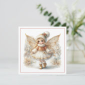 Carte Merry Christmas – Winter Fairy with Golden Wings & (Debout devant)