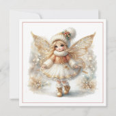 Carte Merry Christmas – Winter Fairy with Golden Wings & (Devant)
