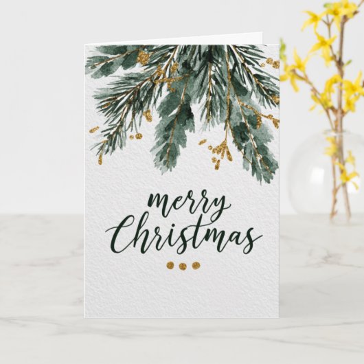 Carte Merry Christmas with Pine Branches (Fleur jaune)