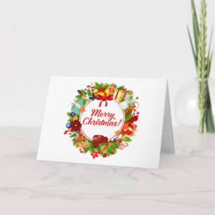 Carte Merry Christmas Wreath with Ornamand and Gifts