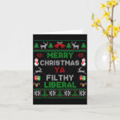 Carte Merry Christmas Ya Filthy Liberal Ugly Knit  (Fleur jaune)