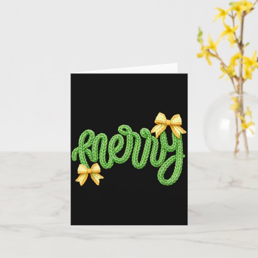 Carte Merry Christmas Yarn Crochet Funny Xmas Pajamas Ho (Fleur jaune)