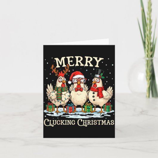Carte Merry Clucking Christmas Chicken Farm Animal Xmas (Devant)