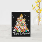 Carte Merry Corgmas Corgi Christmas Tree Fairy Lights Do (Fleur jaune)