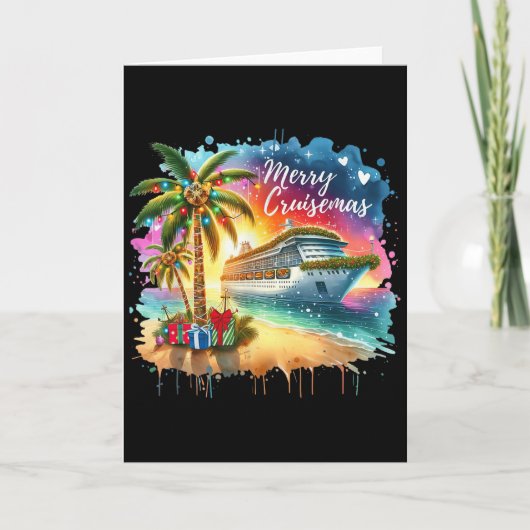 Carte Merry Cruisemas Family Cruise Christmas Funny Boat (Devant)