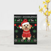 Carte Merry Doodlemas Goldendoodle Wearing Ugly Christma (Fleur jaune)