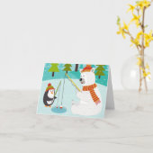 Carte Merry Fish-Mas Drôle Mignonne Pêche Noël (Fleur jaune)