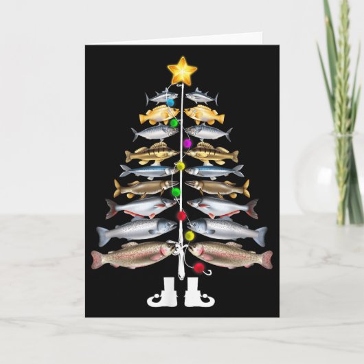 Carte Merry Fishmas Christmas Tree Funny Fishing (Devant)
