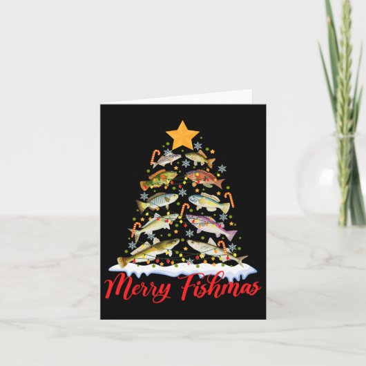 Carte Merry Fishmas Funky Christmas Tree Lights Fish Fis (Devant)