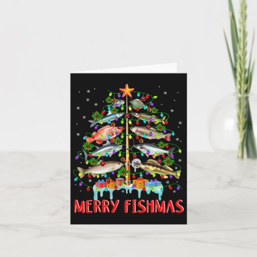 Carte Merry Fishmas Funky Christmas Tree Lights Fish Fis (Devant)