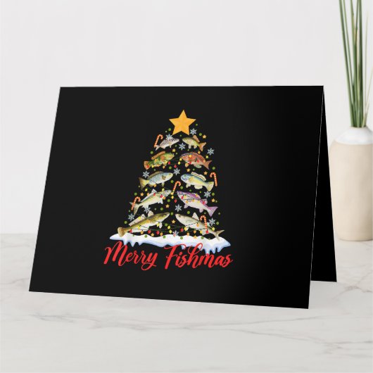 Carte Merry Fishmas Funky Christmas Tree Lights Fish Fis (Devant)