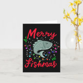 Carte Merry Fishmas Funky Christmas Tree Lights Fish Fis (Fleur jaune)