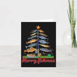 Carte Merry Fishmas Funny Fisher Christmas Tree Fishing