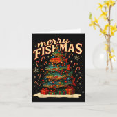 Carte Merry Fishmas Funny Fishing Christmas Design (Fleur jaune)