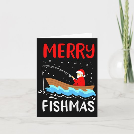 Carte Merry Fishmas Funny Noël Père Noël Pêche (Devant)