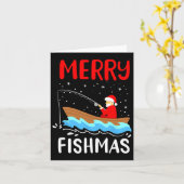 Carte Merry Fishmas Funny Noël Père Noël Pêche (Fleur jaune)