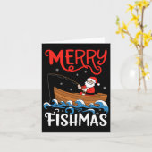 Carte Merry Fishmas Funny Noël Père Noël Pêche (Fleur jaune)
