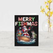 Carte Merry Fishmas Père Noël Pêcheurs amoureux Drôle Pê (Fleur jaune)