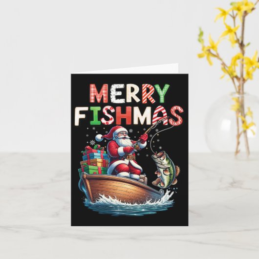 Carte Merry Fishmas Père Noël Pêcheurs amoureux Drôle Pê (Fleur jaune)