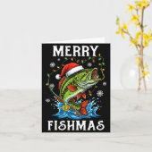 Carte Merry Fishmas Santa Fishing Lovers Funny Fisherman (Fleur jaune)