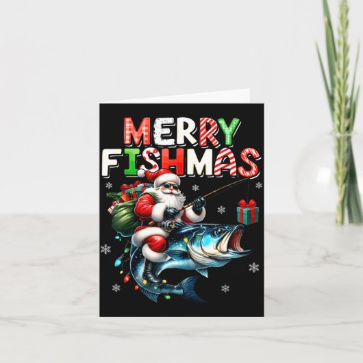 Carte Merry Fishmas Santa Fishing Lovers Funny Fisherman (Devant)