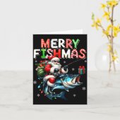 Carte Merry Fishmas Santa Fishing Lovers Funny Fisherman (Fleur jaune)