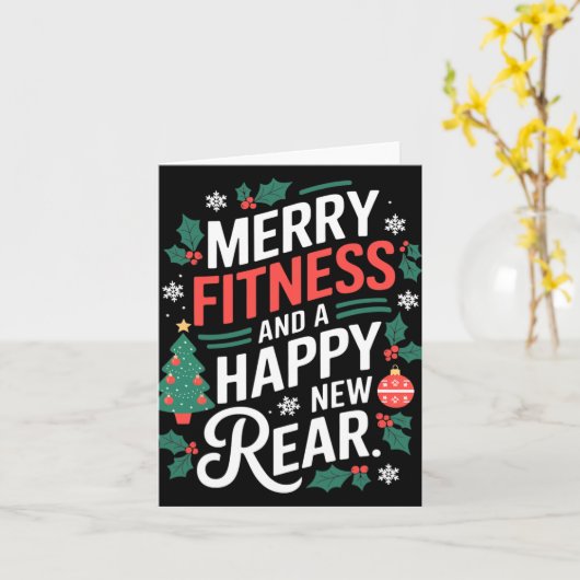 Carte Merry Fitness And A Happy New Rear Fitmas Christma (Fleur jaune)