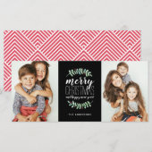 Carte Merry Garland Fête Noël 2 Photo (Devant / Derrière)