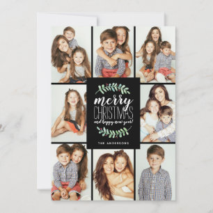 Carte Merry Garland Holiday 8-Photo Collage Noël