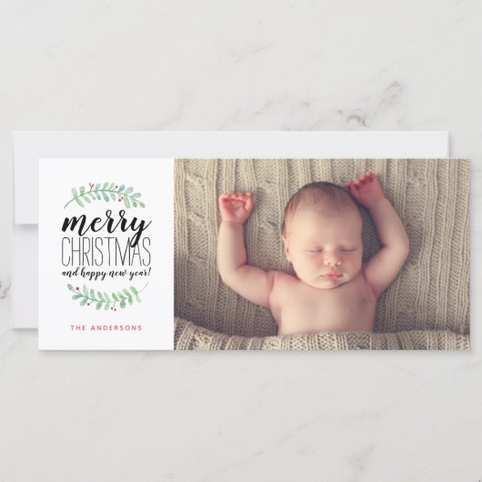 Carte Merry Garland Photo de Noël de Noël (Devant)