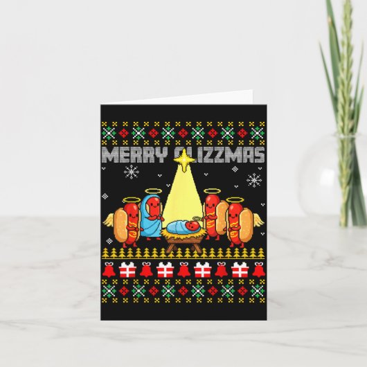Carte Merry Glizzmas Ugly Christmas Sweaters Hot Dogs Xm (Devant)