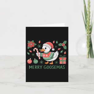 Carte Merry Goosemas Joyeux Noël Oie Chapeau de Père Noë