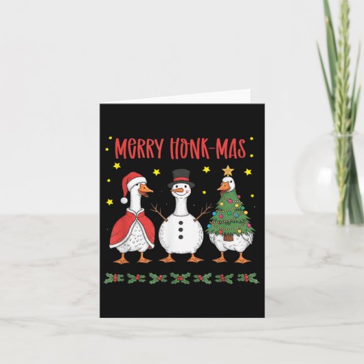 Carte Merry Honk-mas Funny Goose Christmas Humor (Devant)