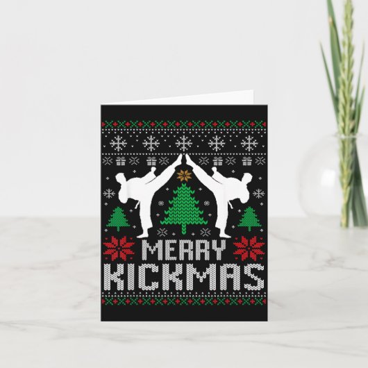 Carte Merry Kickmas Karate Jiu Jitsu Ugly Christmas Xmas (Devant)